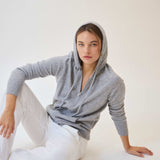 Hooded Zip Cashmere Gris Claro