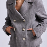 Chaqueta Olivia Lino Espiga Negra