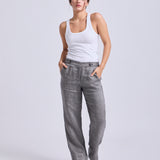 Pantalón Kusi Mid Rise Lino Espiga Negra