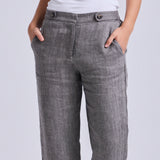 Pantalón Kusi Mid Rise Lino Espiga Negra