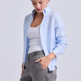 Camisa Button - Down Lino Celeste