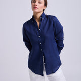 Camisa Button - Down Lino Azul Marino
