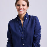 Camisa Button - Down Lino Azul Marino