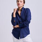 Camisa Button - Down Lino Azul Marino