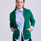 Hooded Zip Cashmere Verde