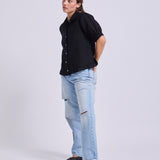 Blusa Mia Vuelos Lino Negro