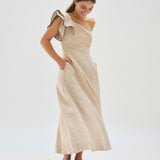 Vestido Cayetana Lino Stonewashed Beige