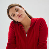 Hooded Zip Cashmere Rojo