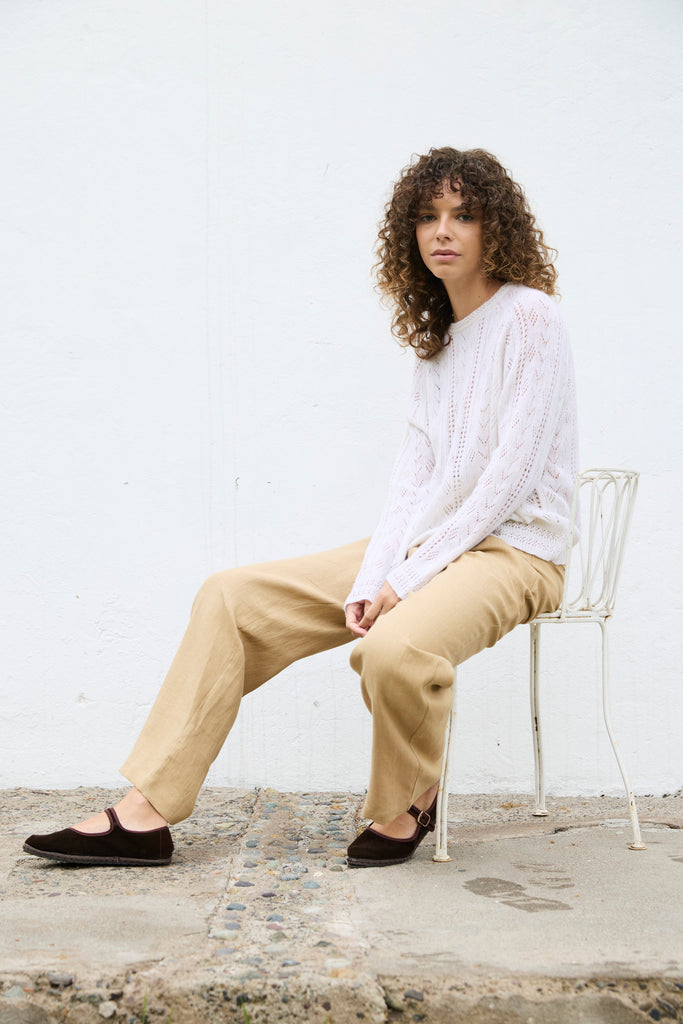 Sweater Cashmere Calado Crudo