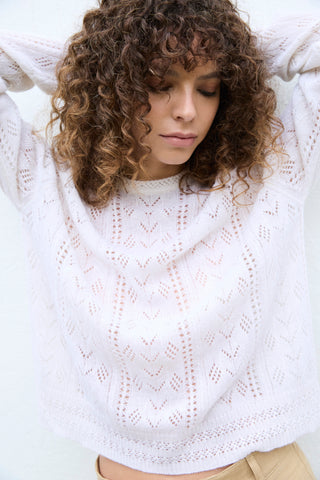 Sweater Cashmere Calado Crudo