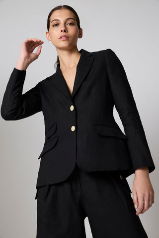 Blazer Roma Lino Stonewashed Negro