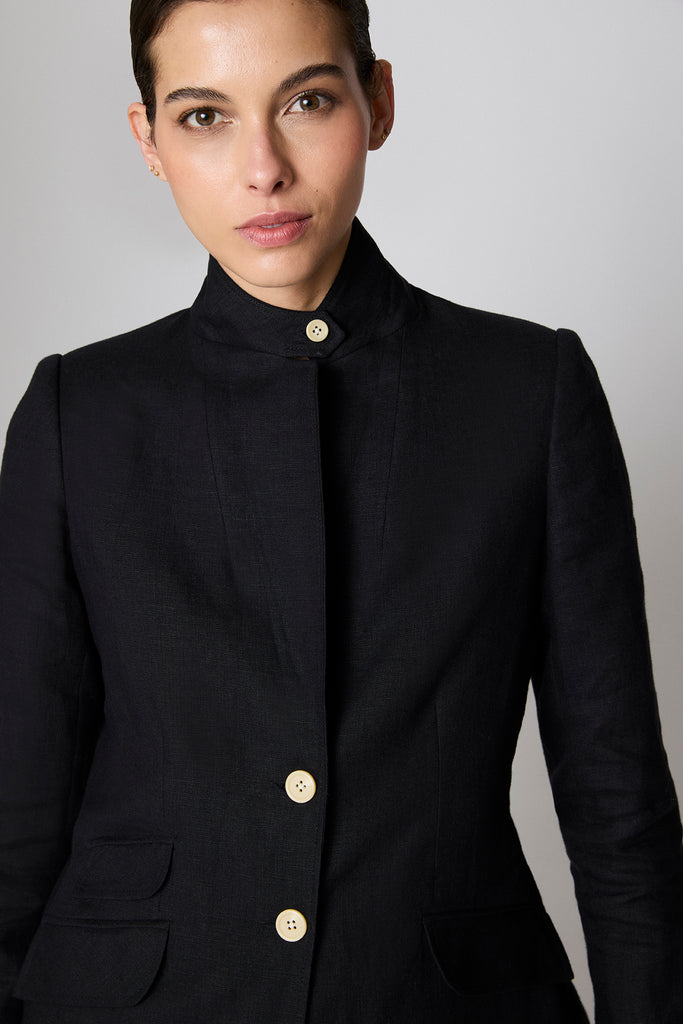 Blazer Roma Lino Stonewashed Negro