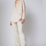 Camisa Henley Lino Beige