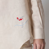 Camisa Henley Lino Beige
