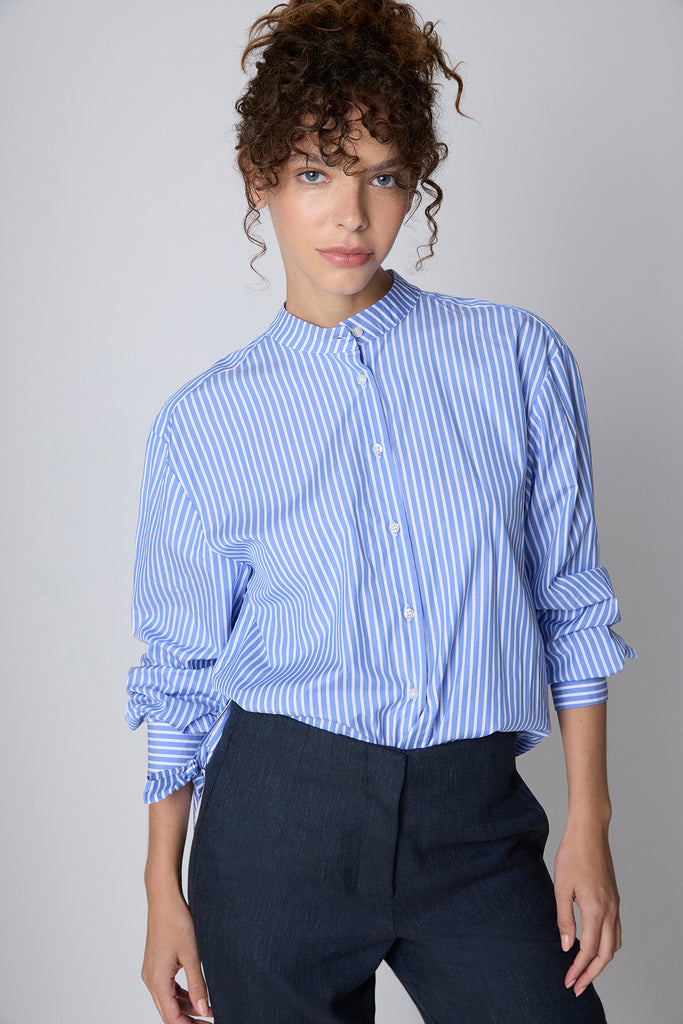 Camisa Camelia Rayada Azul