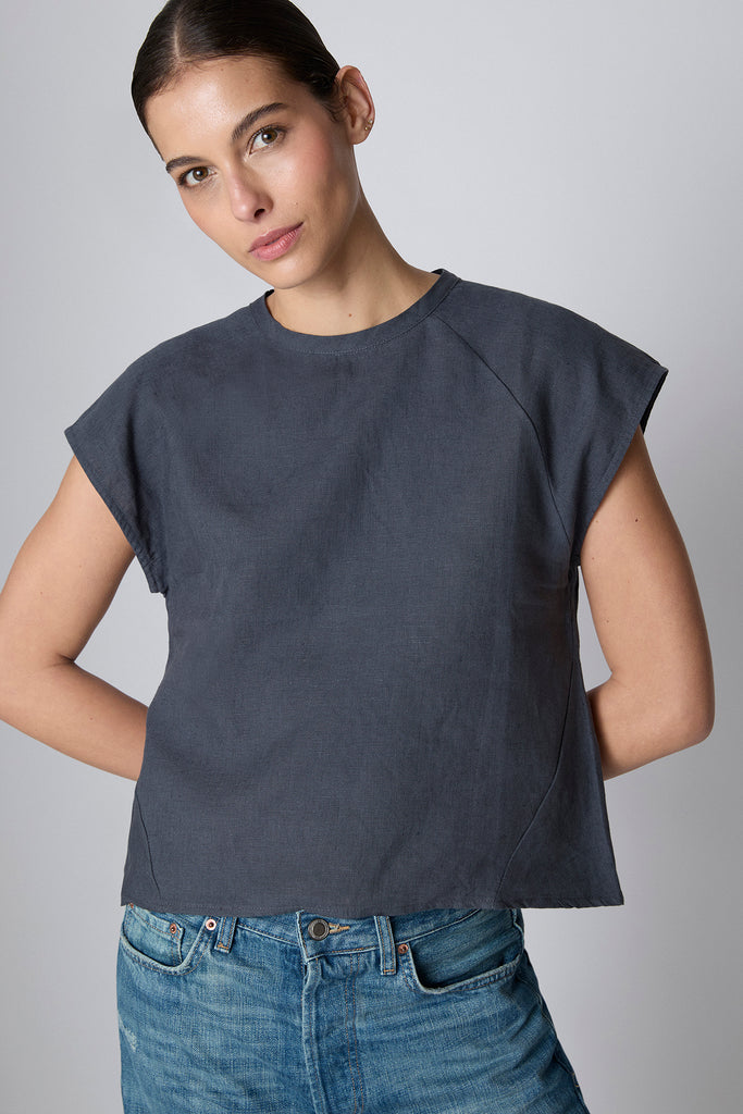 Top Alicia Lino Gris Antracita