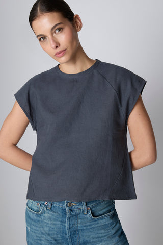 Top Alicia Lino Gris Antracita