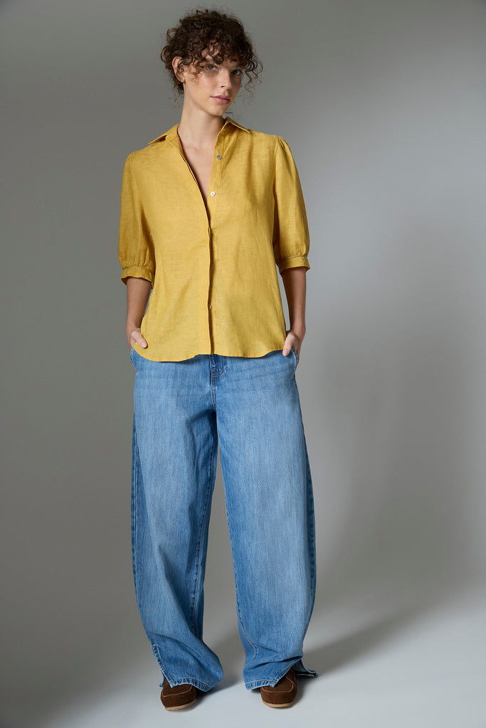 Blusa Inés Lino Mostaza