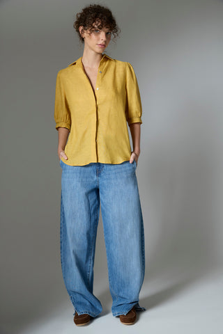 Blusa Inés Lino Mostaza