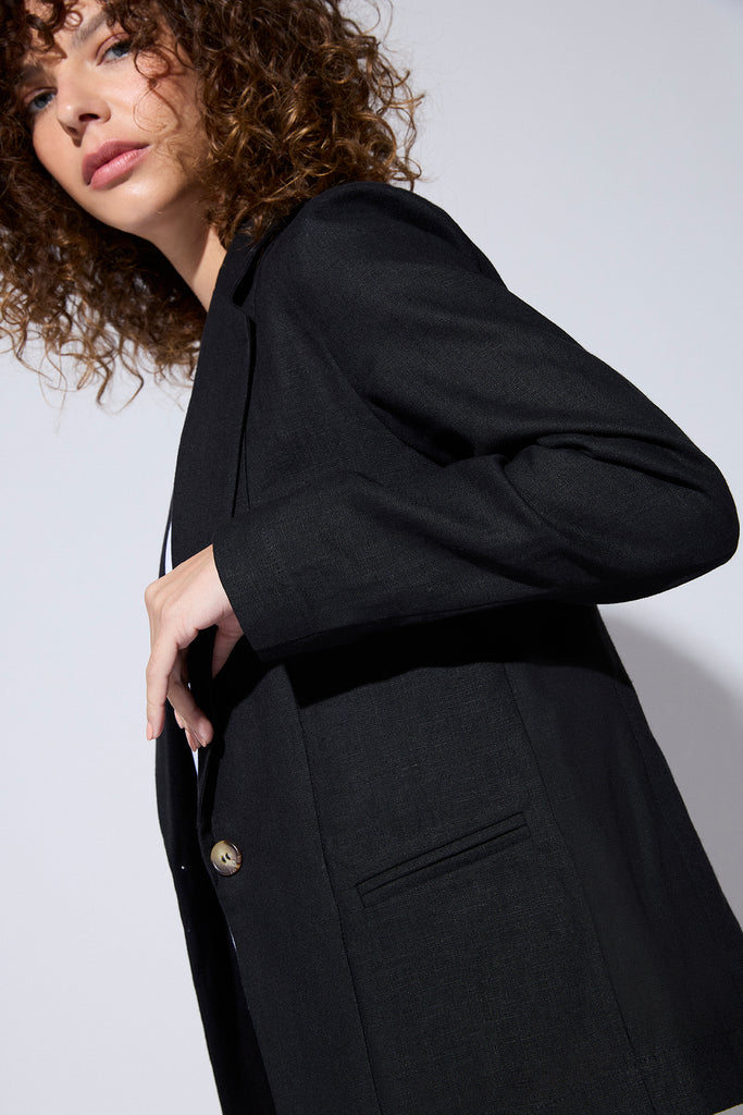 Blazer Sintra Lino Stonewashed Negro