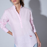 Camisa Henley Lino Rosado