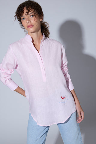 Camisa Henley Lino Rosado