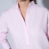 Camisa Henley Lino Rosado