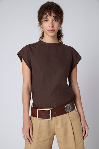 Top Alicia Lino Chocolate