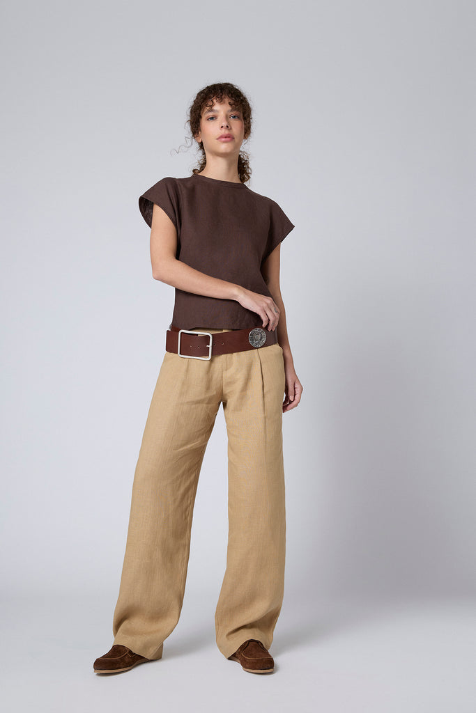 Top Alicia Lino Chocolate