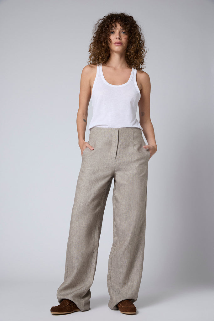 Pantalón Gala Lino Formentera Taupe