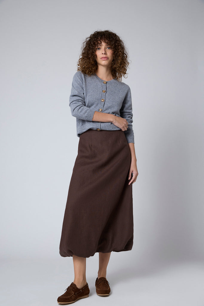 Pollera Globo Lino Chocolate