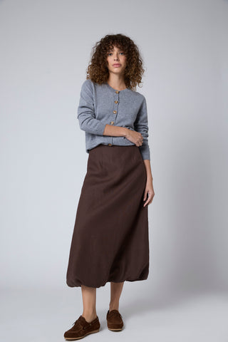 Pollera Globo Lino Chocolate