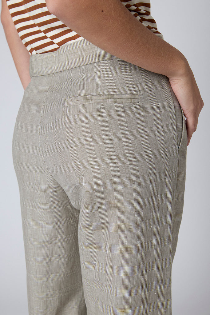 Pantalón Kusi Lino Príncipe de Gales Beige