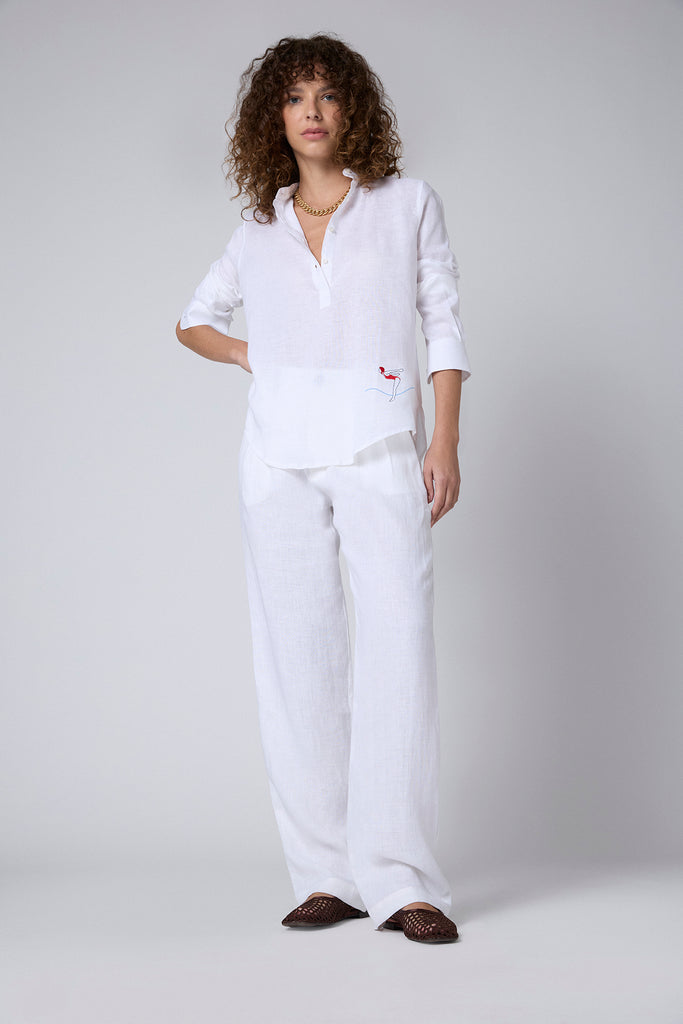 Camisa Henley Lino Blanca