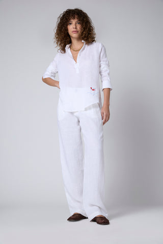 Camisa Henley Lino Blanca