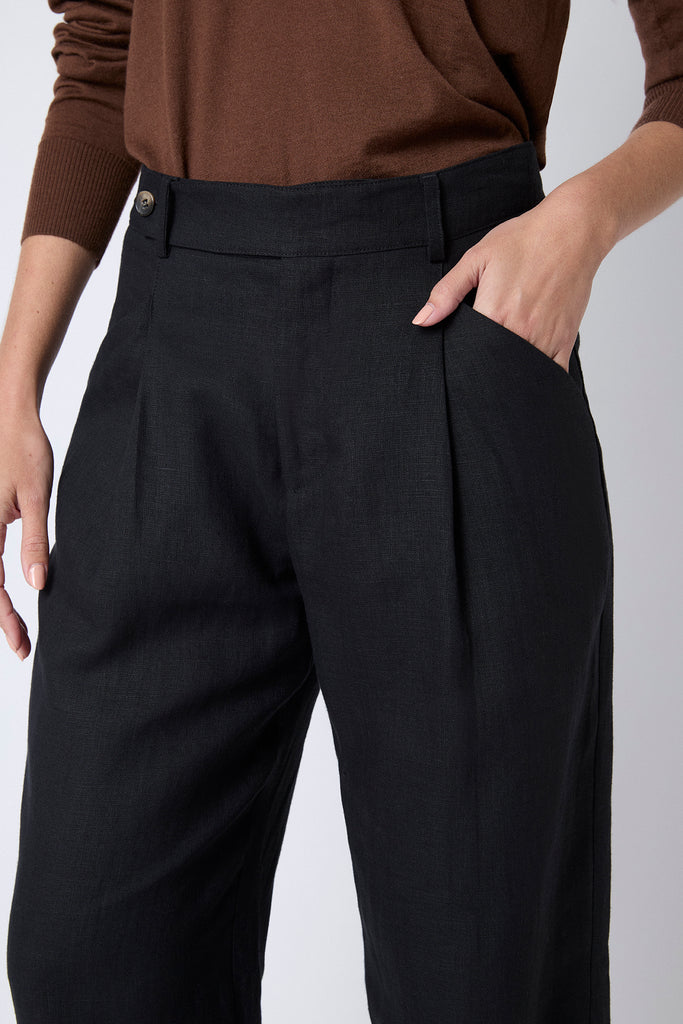 Pantalón Cristina Lino Stonewashed Negro