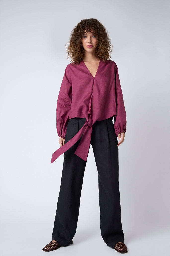 Blusa Eva Lino Carmenere