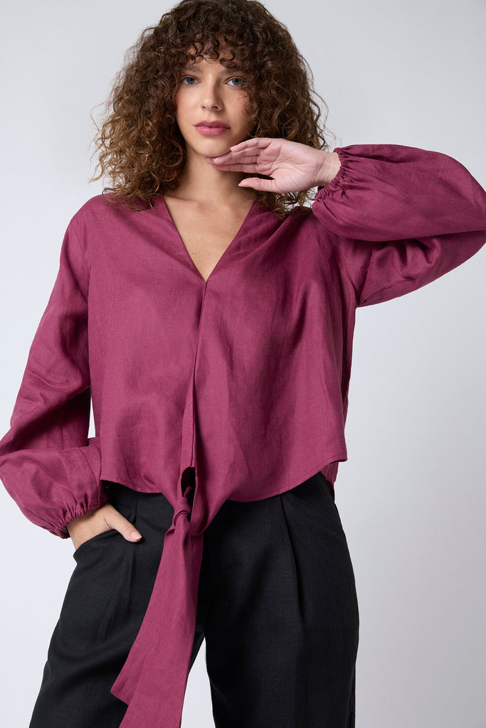 Blusa Eva Lino Carmenere