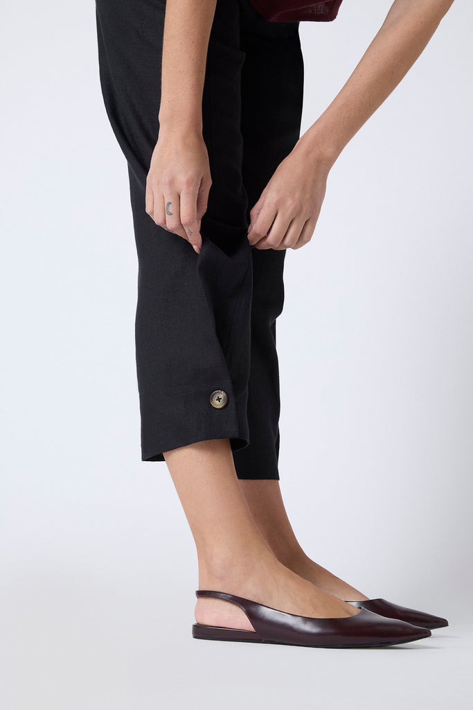 Pantalón Luna Lino Stonewashed Negro