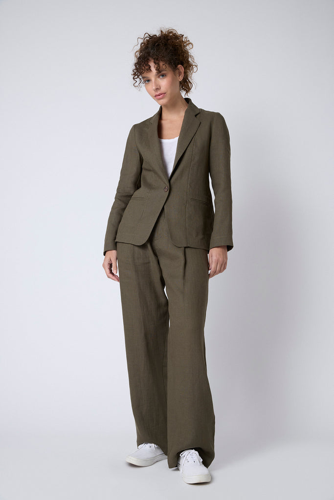 Blazer Sintra Lino Stonewashed Verde Militar