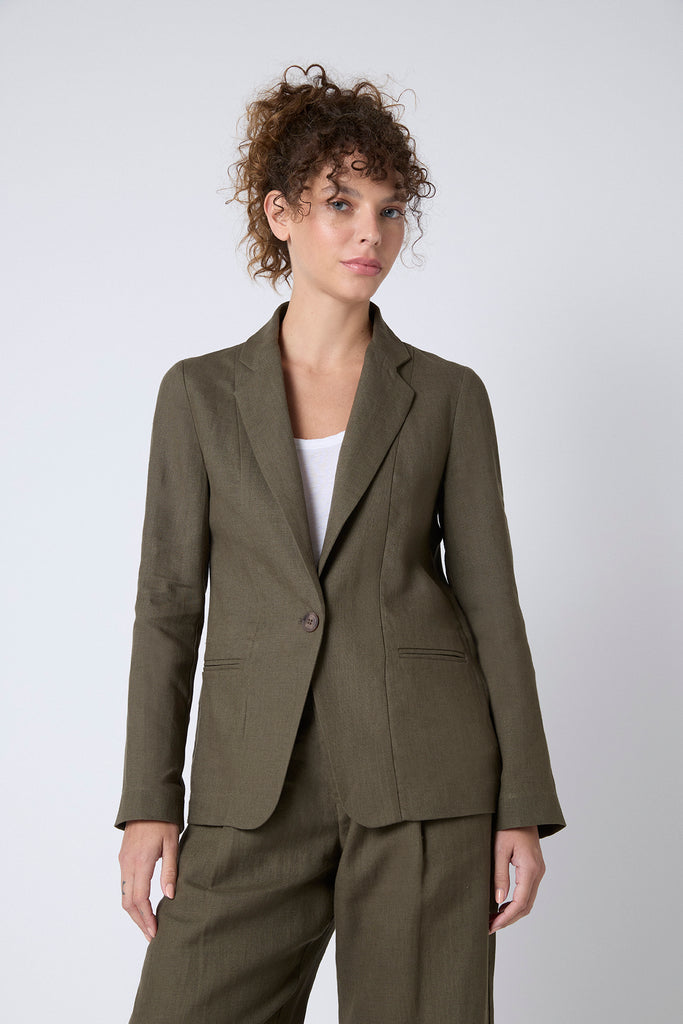 Blazer Sintra Lino Stonewashed Verde Militar
