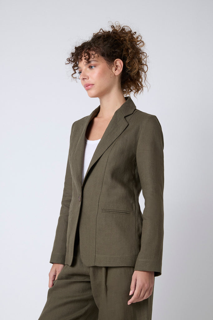 Blazer Sintra Lino Stonewashed Verde Militar