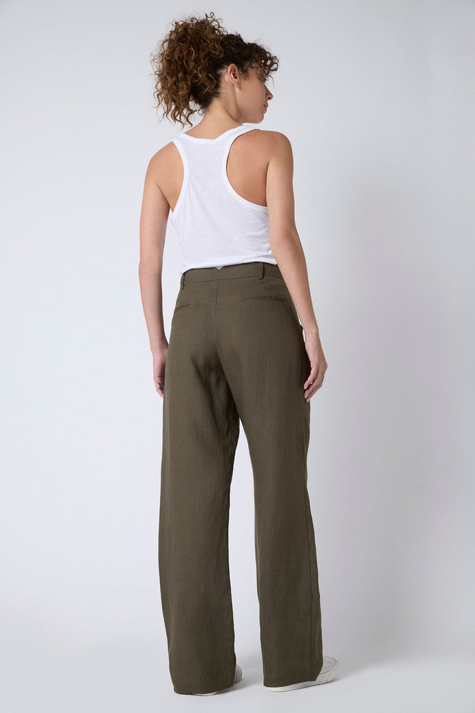 Pantalón Cristina Lino Stonewashed Verde