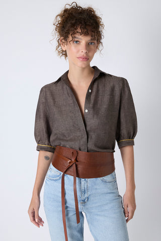 Blusa Inés Lino Chocolate