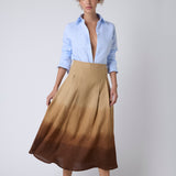 Pollera Victoria Lino Camel Degrade Chocolate