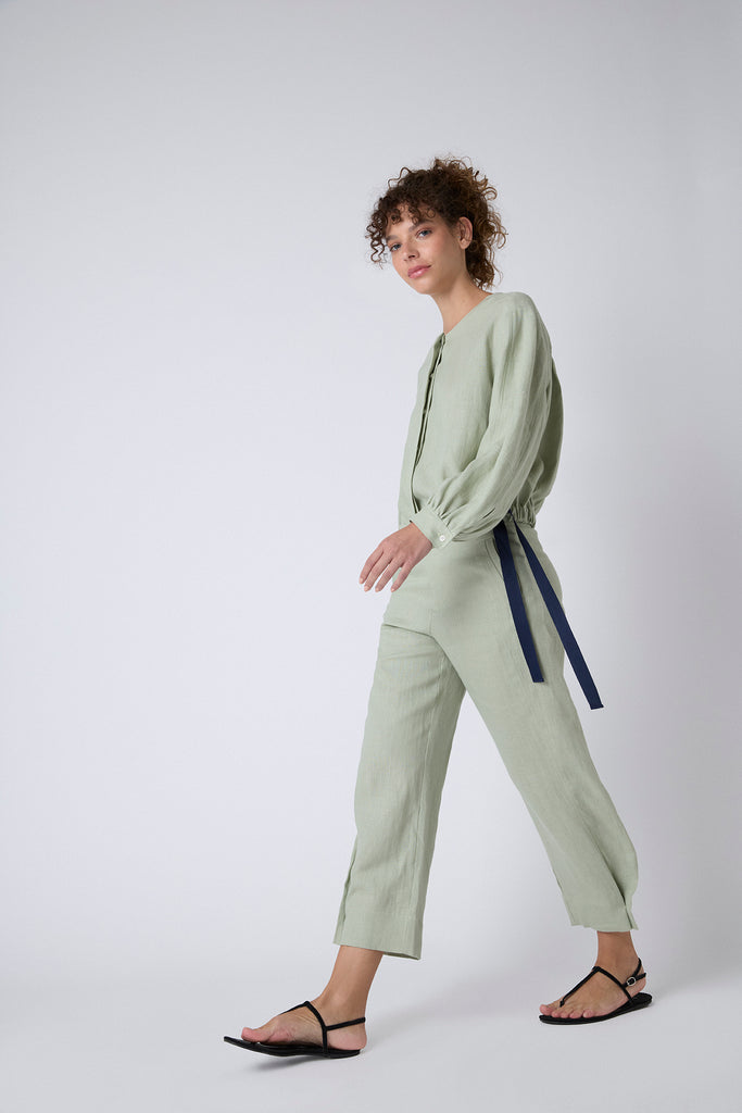 Chaqueta Canarias Lino Stonewashed Matcha