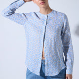 Camisa Paloma Estampado Sardinas Celeste y Gris