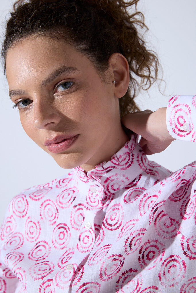 Camisa Vuelos Tie-dye Fucsia