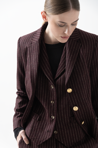 Blazer New York Rayado Burdeo