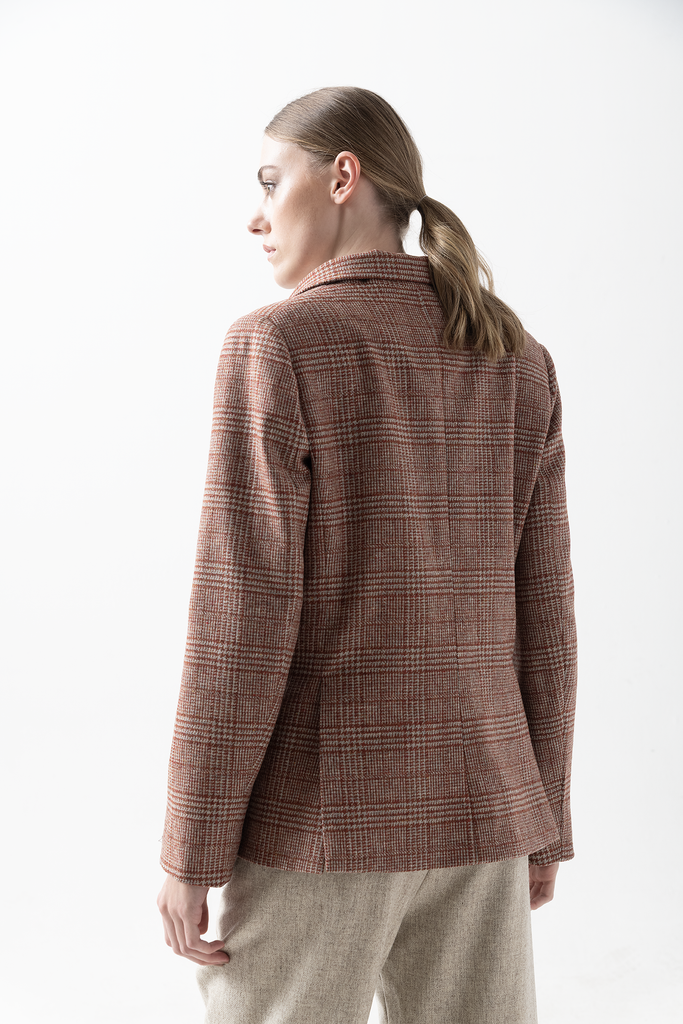 Blazer Vik Lana Príncipe de Gales Terracota